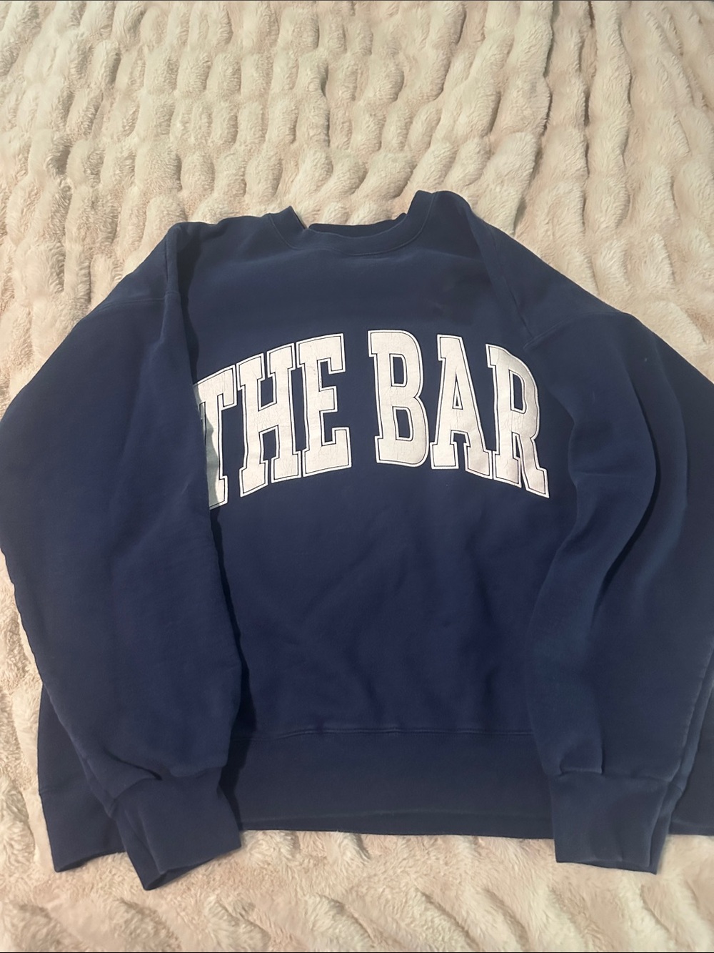 The Bar Navy Crewneck with White Block Logo